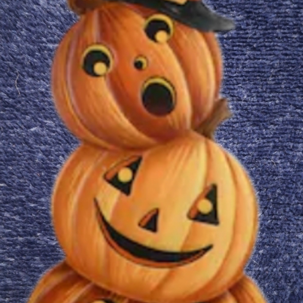 VintageInspired Metal Halloween Witchcore Whimsigoth Stacked Jack-o-lantern Sign